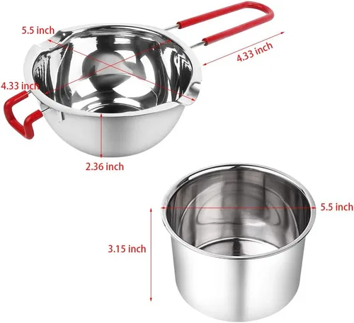Miniatura 6 de Paquete de 2 ollas de acero inoxidable con doble caldera de chocolate, olla para derretir jabón, velas, caramelos, caramelos, velas, cera, a prueba