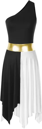 Miniatura 103 de easyforever Vestido de baile sin mangas con bloques de color para mujer, alabanza litúrgica, ropa de baile lírico, vestido de bata de adoración
