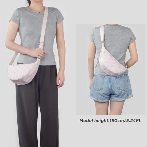 Miniatura 2 de VOLGANIK ROCK Bolsos cruzados de moda Hobo Sling Nylon Crescent Monederos y bolso de mano Bolsa de bola de masa Bolsa de pecho Riñonera, rosado