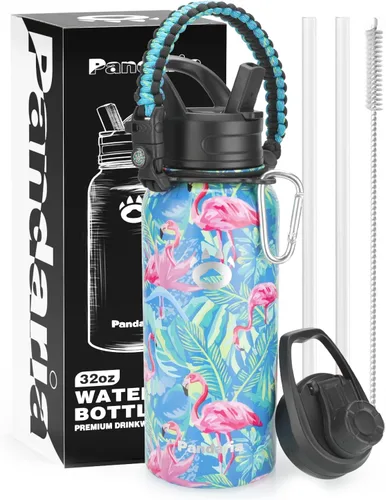 Miniatura 7 de Insulated Water Bottle 32oz, Stainless Steel Water Bottle with Straw & Spout Lids & Paracord Handle with Straw