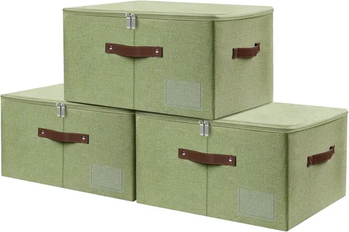 Miniatura 34 de Lucky Monet 1 contenedor de almacenamiento con tapas de cremallera de 10 x 8 x 7 pulgadas, cajas de almacenamiento plegables de tela con tapa