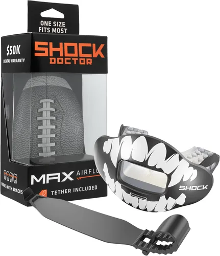 Miniatura 14 de Shock Doctor Protector Labial, Protector Bucal para Adultos y Jóvenes de Fútbol Americano con Correa, Boquilla de Fútbol Americano Transpirable