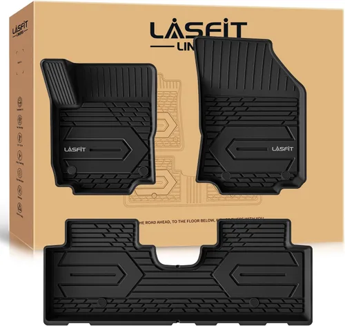Miniatura 34 de LASFIT Juego completo de tapetes de elastómero termoplástico para todo tipo de clima de ajuste personalizado para automóviles, de 1ª y 2ª fila, 3