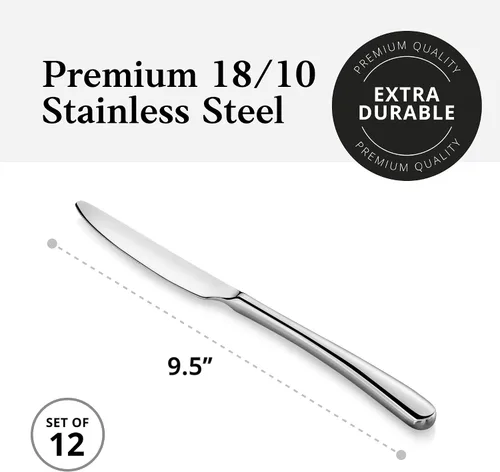 Miniatura 6 de Artaste Rain II - Cuchillo de cena forjado de acero inoxidable 18/10, juego de 12, 9.5 pulgadas
