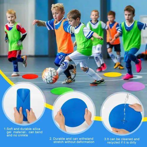 Miniatura 6 de Marcadores de puntos de 9 pulgadas, conos de campo plano, marcadores de agilidad de goma antideslizantes para fútbol, baloncesto, deportes