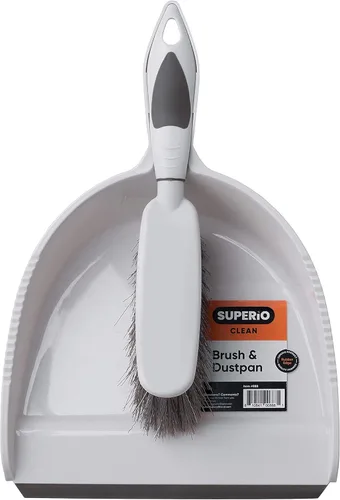 Miniatura 8 de Superio Juego de cepillo y recogedor, borde de goma para una fácil recogida de la suciedad, juego de escobas de plástico duradero con mango de Gris