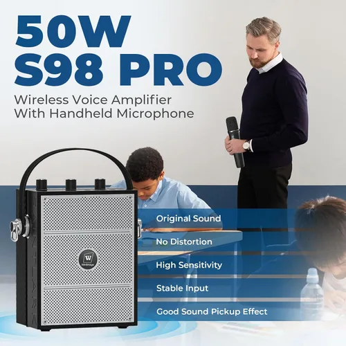 Miniatura 2 de Amplificador de voz inalámbrico con micrófono de mano, altavoces con micrófono Bluetooth portátiles para profesores y eventos, micrófono de karaoke