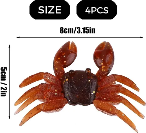 Miniatura 6 de Kit de cebo de cangrejo de 15 piezas, señuelos de gel de sílice artificiales, señuelos de cangrejo suaves 3D realistas para pesca de agua dulce