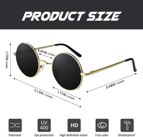 Miniatura 7 de CGID Gafas de sol unisex polarizadas redondas E01 Lennon