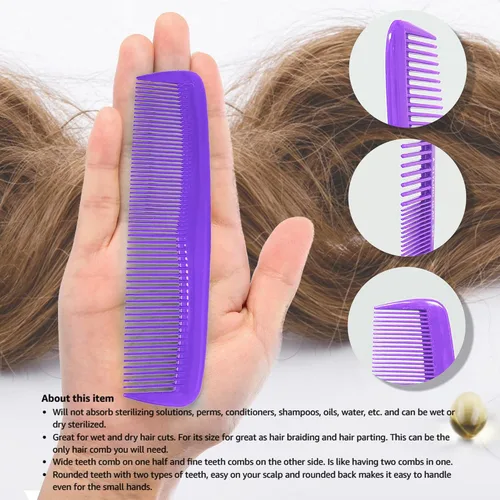 Miniatura 3 de Soft 'N Style Cuidado del cabello, 4 paquetes de peines irrompibles - peine para hombres/peine de dientes finos/peines para cabello Púrpura