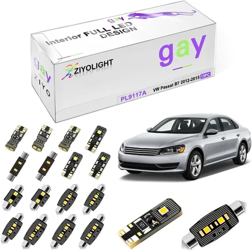 Miniatura 8 de Repuesto PL9122A para Volkswagen Passat B5 1999-2005 Kit de luces LED para interiores, 6000 K bombillas LED blancas de cúpula de accesorios