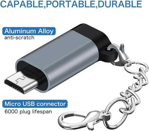 Miniatura 2 de Adaptador USB C a Micro USB, (paquete de 4) tipo C hembra a micro USB macho Conector de conversión con llavero de carga y sincronización de datos