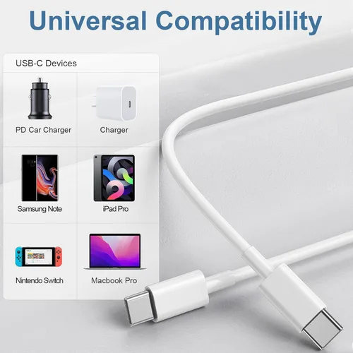Miniatura 6 de Cable de carga USB C a USB C para Apple, 3 pies 60 W, paquete de 3 unidades, USBC/tipo C a tipo C, cable de carga rápida compatible con iPhone 17/17