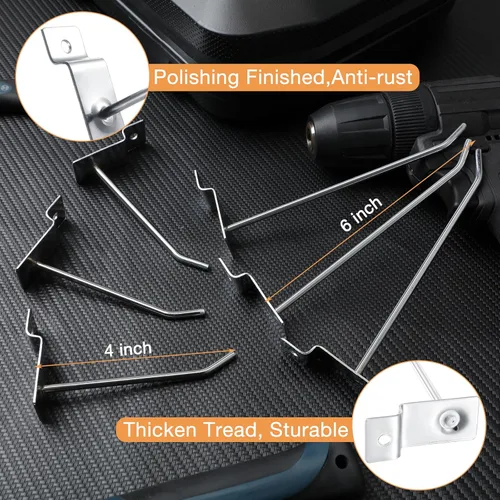 Miniatura 4 de Moxweyeni - 100 piezas de ganchos de pared para paneles de listones resistentes, ganchos de pared de listones de metal para colgar, ganchos de pared