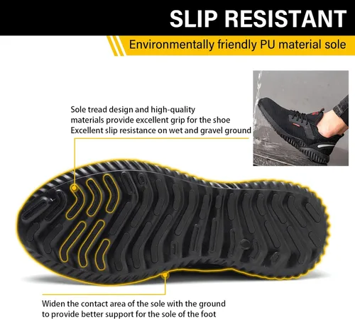 Miniatura 4 de ulogu Zapatos de punta de acero impermeables para hombre ligeros antideslizantes cómodos a prueba de pinchazos zapatos de trabajo indestructibles