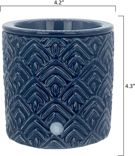 Miniatura 6 de Calentador eléctrico de velas de cerámica Chevron azul con temporizador de seguridad Calentador de fragancia de enchufe automático para cera