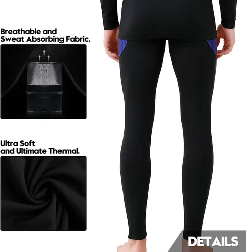 Miniatura 5 de JoofEric Conjunto de ropa interior térmica para hombre, forro polar, parte superior e inferior, ropa interior cálida y larga, trajes deportivos