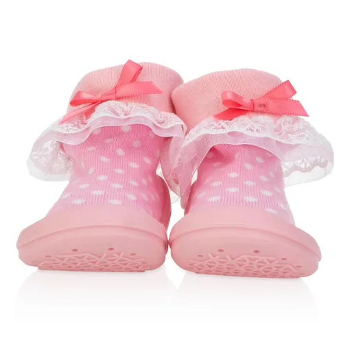 Miniatura 20 de Nuby Snekz - Zapatos cómodos de suela de goma para primeros pasos, lunares rosados, talla S, 7-14 meses