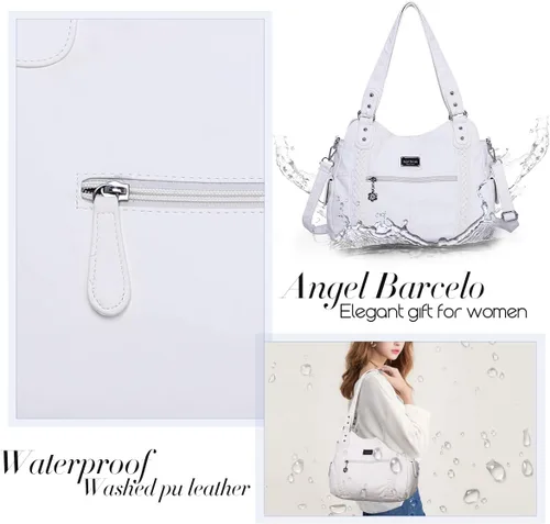 Miniatura 152 de Angel Barcelo - Bolsa de hombro amplia para mujer, diseño Hobo, cuero lavado