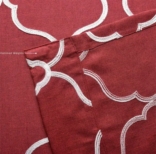 Miniatura 5 de Miuco, cortinas de imitación de lino con bordado marroquí, semitransparentes, con ojales para salón o dormitorio