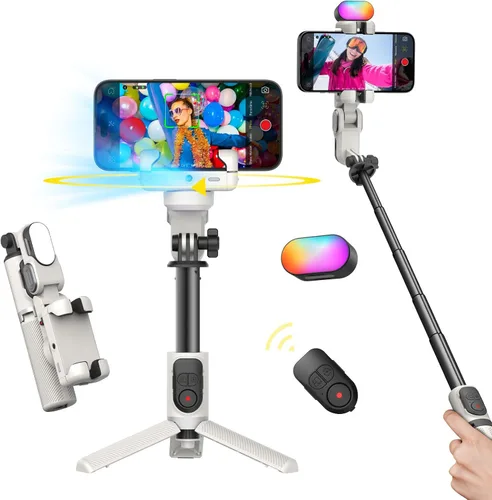 Miniatura 9 de AOCHUAN Estabilizador de cardán para Smartphone, 4 en 1 con rotación de 360° para iPhone/Android, palo para selfies y trípode con seguimiento facial