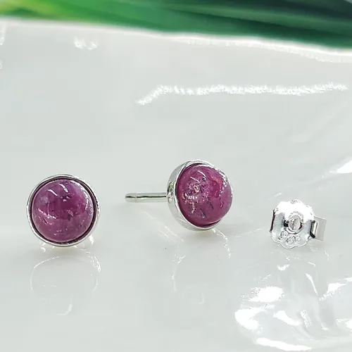 Miniatura 20 de Pendientes naturales de 0.236 in con chapado en oro blanco sobre plata de ley, bisel cabujón de piedras preciosas regalo de joyería para ella
