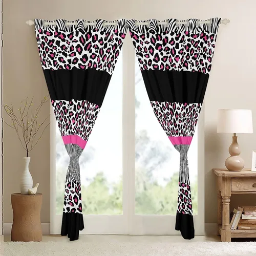 Miniatura 31 de Feelyou Cortinas opacas con estampado de leopardo de 30% a 50%, cortinas de oscurecimiento con estampado de guepardo para dormitorio, para niños