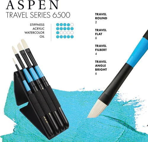 Miniatura 3 de Princeton Artist Brush Co. Aspen Series 6500 – Cepillo redondo de viaje de mango corto 2 – Pincel redondo sintético para pintura al óleo y acrílico