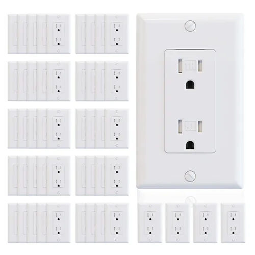 ELEGRP Toma de corriente decorativa de pared, resistente a manipulaciones, 15 amperios, enchufe eléctrico estándar de pared, grado residencial,