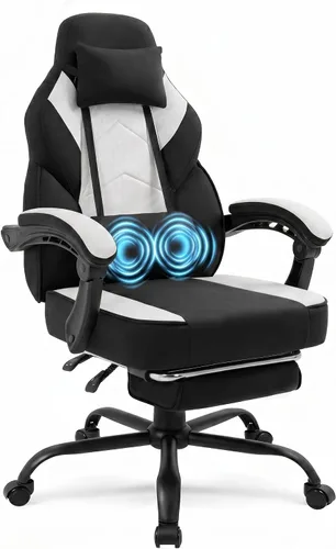 Gaming Chair with Footrest Fabric Gaming Chair for Adults with Massage Lumbar Support, High Back Ergonomic Computer Chair, Pocket Spring Cushion,