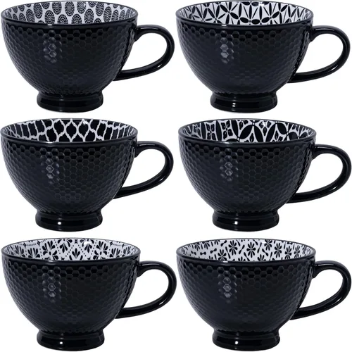 Miniatura 9 de LEHAHA Farmhouse - Juego de tazas de café de 16 onzas, tazas de cerámica grandes con asa, juego de 6, tazas de porcelana de Navidad para café, té