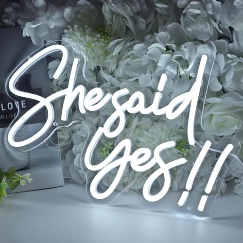 Miniatura 4 de SYLHOME Cartel de neón con luz LED de «She Said Yes !! Propose Engagement Marry Me», letrero de decoración de pared, despedida de soltera, despedida