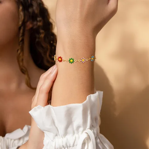 Miniatura 2 de MTMY Pulsera de cadena de oro para mujer, chapada en oro de 14 quilates, delicada, con cadena ajustable, bonita pulsera de oro de moda