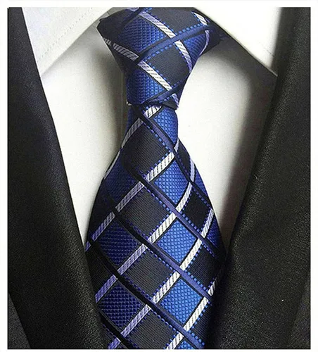 Miniatura 2 de Corbata clásica de seda tejida jacquard azul claro para hombre + caja de regalo