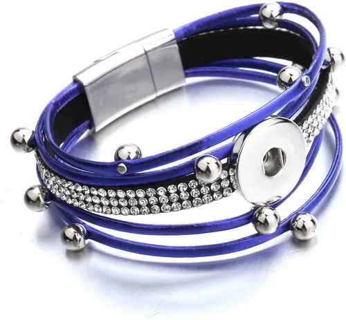 Miniatura 4 de Brazalete de pulsera con dije a presión, joyería de poliuretano trenzada, botón a presión, Cuero