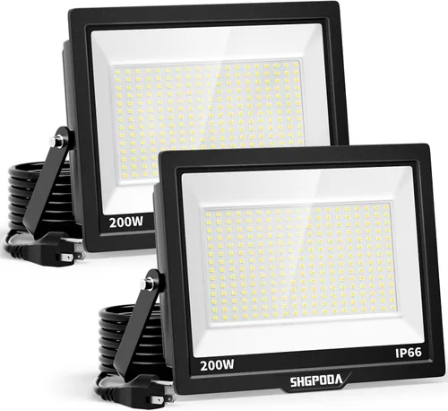 Miniatura 8 de Luces de inundación de 120 W para exteriores, luz de seguridad LED más brillante de 14400 lm con enchufe, impermeable IP66, reflector de luz diurna