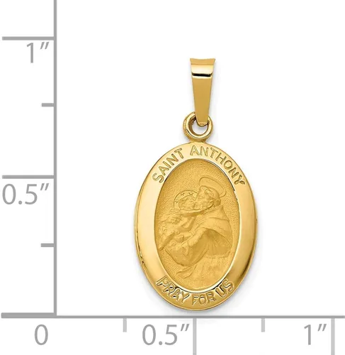 Miniatura 2 de Jewels By Lux - Medalla de San Antonio pulido y satinado de oro amarillo de 14 quilates