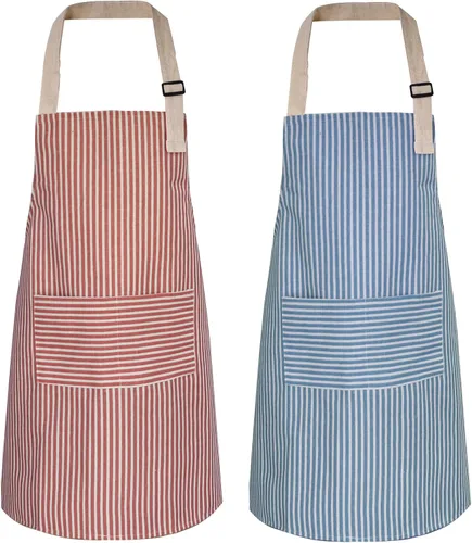 ATROPOS Paquete de 2 delantales para mujer con bolsillos, delantales de cocina impermeables para mujer, delantales ajustables para chef, delantales