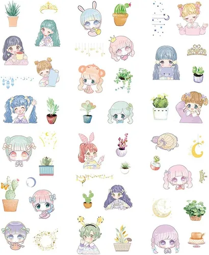 Miniatura 2 de Juego de calcomanías kawaii con diseño de flor de cerezo rosa, herramienta de jardinería para el hogar, lindas flores, plantas suculentas, cactus
