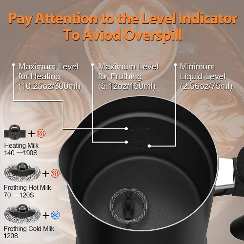 Miniatura 3 de Espumador de leche, espumador automático de leche con funcionalidad fría y caliente, vaporizador de leche eléctrico y calentador para latte