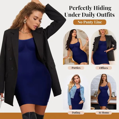 Miniatura 5 de NaTen Shapewear Full Slips Body Shaper Dress Slip Shapewear Tummy Control Under Dresses Seamless Spaghetti Strap party