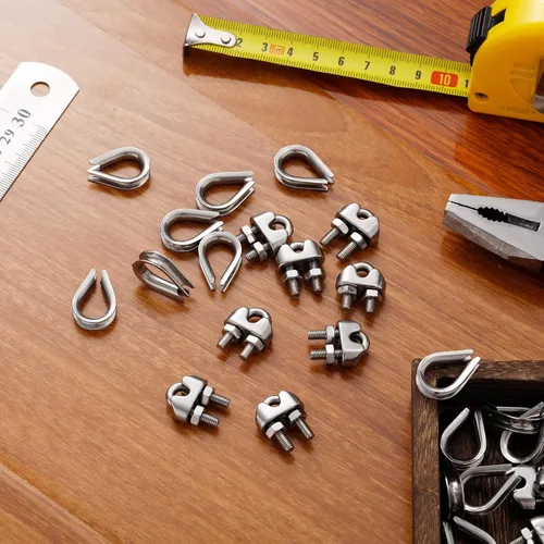 Miniatura 7 de Kit de abrazaderas de cable de alambre de 1/8 pulgadas M3, kit trenzado de metal de acero inoxidable para aparejo de alambre de 1/8 pulgadas