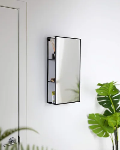 Miniatura 11 de Umbra Cubiko - Armario de almacenamiento rectangular de metal negro de 24 x 12 pulgadas con 3 estantes