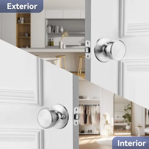 Miniatura 2 de Pomos de puerta de níquel cepillado, pomo de puerta Pismo con cerradura, manijas de puerta de privacidad interiores para baño y cama