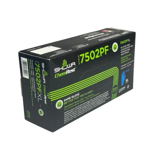 Miniatura 4 de SHOWA 7502PF - Guantes de seguridad desechables de nitrilo sostenibles de un solo uso, sin látex, sin polvo, 2.5 mil, 9.5 pulgadas de largo, XS