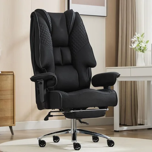 Miniatura 11 de EXCEBET Silla de oficina grande y alta con reposapiés, silla de oficina ejecutiva de piel sintética con respaldo alto, 400 libras, sillas Blanco