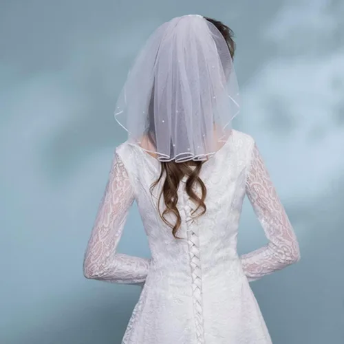 Miniatura 8 de Eioflia Velo de novia corto, velo para novias, velo de novia corto de 2 niveles velos de tul para novia, velo de niña de flores con cinta de peine
