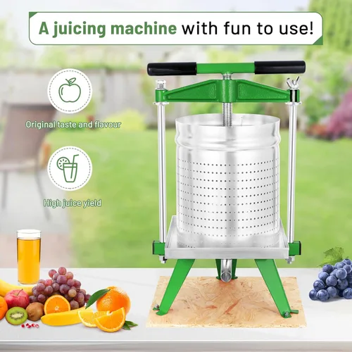 Miniatura 8 de Prensa de frutas Mosakar de 4 galones/15 litros. Todas las piezas de contacto de jugo son de acero inoxidable AISI 304. Prensa de sidra de manzana