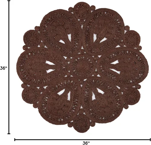 Miniatura 2 de SAFAVIEH Alfombra redonda de 3 pies, colección de fibra natural, óxido, yute hecho a mano, diseño floral bohemio decorativo (NF360T)