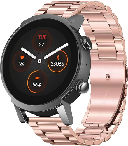 Miniatura 7 de Lamshaw Compatible con correas Ticwatch E3, correa de repuesto de metal de acero inoxidable compatible con Ticwatch E3 Smart Watch Negro